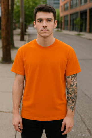 ORANGE PLAIN Tshirt 100% COTON